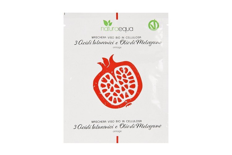 Organic cellulose face mask with 3 hyaluronic acids and anti-aging pomegranate oil